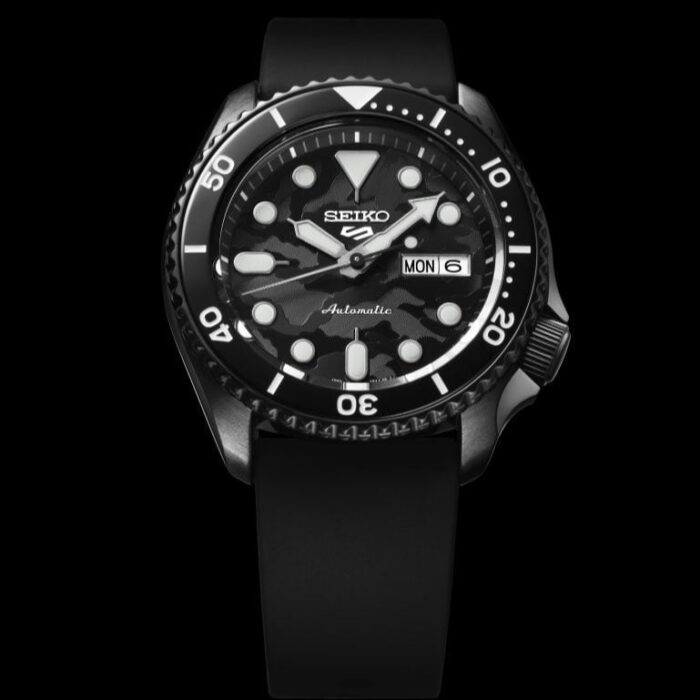 Seiko 5 Sport Automatic Black Dial Black Silicone Strap Watch For Men - SRPD65K3 - Image 3